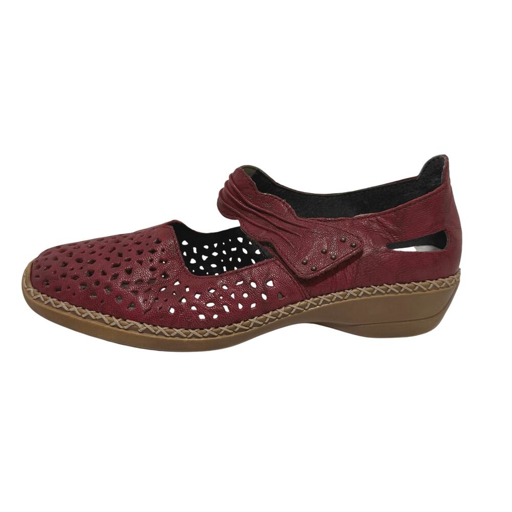 Rieker AntiStress Walking Shoes 8 Womens Leather Orthopedic Comfort Red